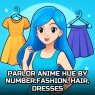 Parlor Anime Hue By Number:fashion, Hair, Dresses - Paint By Number game